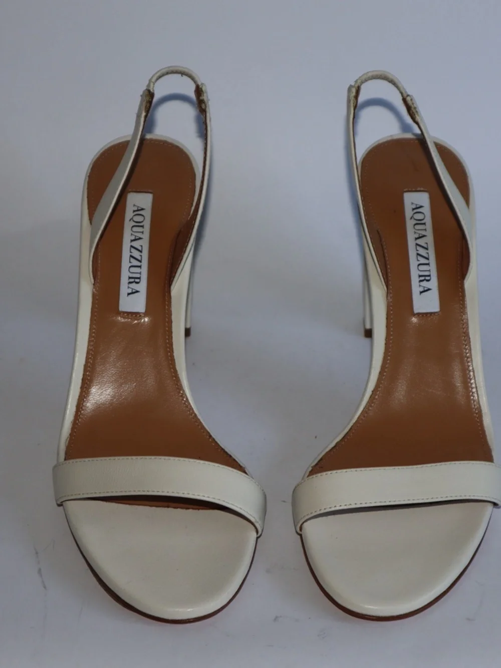 Aquazzura So Nude Block Sandal 85 White Women's 38.5